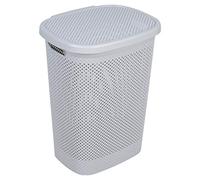 60 Litre Large Capacity Plastic Laundry Hampers Baskets Bins with Lids and Holes to Prevent Mould (Grey)