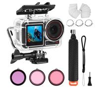60 m / 196 ft Underwater Waterproof Case with 3 Filters & Floating Handle Set, Compatible with DJI Osmo Action 5 Pro/Action 4, Protective Diving Bowl, Monopod, Floating Handle