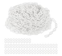 60 m/197ft Plastic Chain Link, 6 mm White Safety Barrier Chain for Crowd Control, Queue Line, Parking Space Management and Fence Gate Decoration