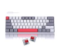 60% Mechanical Gaming Keyboard, Grey&White Gaming Keyboard with Hot Swappable Linear Red Switches, Wired Detachable Type-C Cable Mini Keyboard with Powder Blue Backlight for Windows/Mac/PC/Laptop