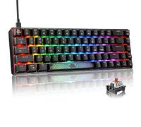 60% Mechanical Gaming Keyboard Mini Portable with RGB Backlit Compact 68 Key Anti-Ghosting Rainbow Backlight Ergonomic Wire USB C Waterproof Compatible With PS4,Xbox,PC,Laptop - Black/Brown Switch