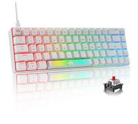 60% Mechanical Gaming Keyboard Mini Portable with RGB Backlit Compact 68 Key Anti-Ghosting Rainbow Backlight Ergonomic Wire USB C Waterproof Compatible With PS4,Xbox,PC,Laptop - White/Red Switch