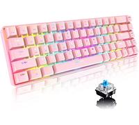 60% Mechanical Keyboard Mini Compact 68 Keys USB C Wired RGB Backlit Keyboard 18 Chroma Rainbow Backlight Portable Full Keys Anti-ghosting (Pink/Blue Switch)