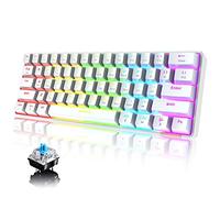 60% Mechanical Keyboard Wired/Wireless Bluetooth 5.0 Dual-mode Keyboard 61-Key RGB Rainbow LED Backlit USB Type-C Waterproof Gaming Keyboard Anti-ghosting Keys for Gamers and Typists(Blue Switch)