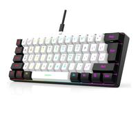 60% Mini RGB Keyboard, 61 Keys LED Backlight Ergonomic Mechanical Feeling Wired Gaming Keyboard for Office Business Gaming (White)
