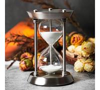 60 Minute Hourglass Sand Timer with Mental Frame, Big Size Antique Sand Clock, Sliver