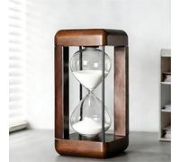 60 Minute Hourglass Timer - Decorative Wood Sand Timer Clock with Metal Frame, Vintage Office Décor for Desk, Kitchen, Games or Classroom (White Sand)