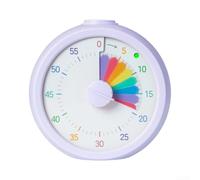 60 Minute Visual Countdown ForTimer For Kids, Rainbow Round Design With Optional Alarm Modes, Educational ForTime ForTracker For Classroom Teaching Study Play, Portable Desktop ForTimer(Purple)