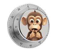 60 Minute Visual Wind Up Timer, Mechanical Kitchen Timer with Magnetic Base & Loud Alarm, Battery-Free Manual The Silent Monkey Countdown Clock for Focus Cooking Studying Gaming Classroom