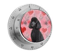 60 Minute Visual Wind Up Timer, Mechanical Kitchen Timer with Magnetic Base & Loud Alarm, Battery-Free Manual Poodles Dogs Countdown Clock for Focus Cooking Studying Gaming Classroom