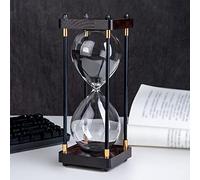 60 Minutes Hourglass Sand Timers,Large Sand Timer, Decorative Quiet Time Clock for Men/Women, Vintage Wooden Hour Glass Timer,Modern Home Kitchen Office Decoration