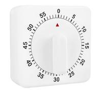 60 Minutes Kitchen Timer, Wind Up Count Down Alarm Reminder Square Mechanical Timer Adjustable Cooking Timing Egg Timers for Home Baking Boiling Exercise, White