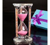 60 Minutes Sand Timers,Heart Shaped Crystal Hourglass, Sand Clock with Gift Box (Pink)