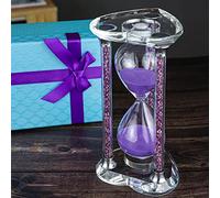 60 Minutes Sand Timers,Heart Shaped Crystal Hourglass, Sand Clock with Gift Box (Purple)