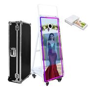 60'' Mirror Photo Booth,32'' Interactive Touch Screen with Square Light and RGB Light,Built-in Mini PC,Magic Mirror Photo Booth for Events (White, 60inch(32''Screen)+Mini Printer)