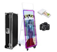 60'' Mirror Photo Booth,32'' Interactive Touch Screen with Square Light and RGB Light,Built-in Mini PC,Magic Mirror Photo Booth for Events (White, 60inch(32''Screen)+Camera+Mini Printer)