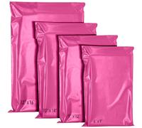 60 Mixed Mailing Postal Self-Seal Closure Plastic Bags - Envelopes for Posting Clothes, Postal, Packaging, Shipping Bags - Tempered Proof, Secure Medium Postage Bags - Mixed Sizes Hot Pink