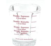 60 ml Glass Coffee Measuring Cup with red Markings - Perfect for Espresso Shots, Pyrex Jiggers & Cortado Glasses.