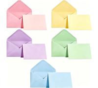60 Pack Blank Cards and Envelopes A6, 5 Assorted Pastel Coloured Cards and Envelopes for Card Making, Invitation, DIY Greeting Cards (148mm x 105mm)
