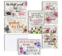 60 Pack Christian Inspirational Cards with Envelopes, 6 Bible Verse Quotes, Religious Encouragement Scripture (Floral, 10x15 cm)