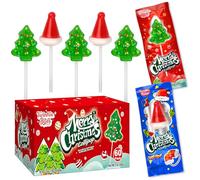 60 Pack Christmas Lollipops - Individually Wrapped Christmas Holiday Themed Hat And Tree Lollipops - Colorful Red & Green Designs & Delicious Flavor -Bulk Christmas Candy Use For Stocking Stuffers,