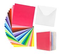 60 Pack Colorful Blank Cards and Envelopes 6x6 inch, Colored Greeting Cards with White Square Envelopes, 24 Assorted Colors Thank You Cards for Invitations, Weddings, Postcards, Birthday