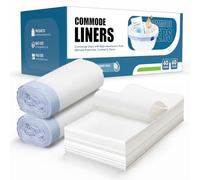 60 Pack Commode Liners with 60 Absorbent Pads - Leak-Proof Bedside Toilet Bags with Drawstring, Universal Fit for Commode Chairs & Portable Toilets - Odour-Free Cleanup