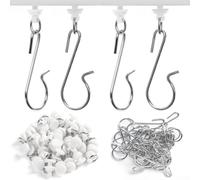 60 Pack Curtain Pulley Hook Set for Tracks, Silent Running Plastic and Metal Roller Accessories, for Easy Install Pulleys for Home Curt