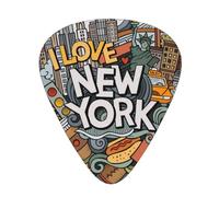 60 Pack Custom Guitar Picks Personalized Cartoon Cute New York American Theme Art Print Guitar Picks Guitar Bass Ukulele Accessories Gifts For Men Women
