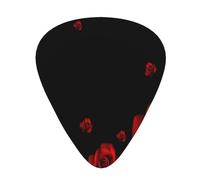 60 Pack Custom Guitar Picks Personalized Red Rose Black Background Print Guitar Picks Guitar Bass Ukulele Accessories Gifts For Men Women