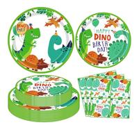 60 Pack Dinosaur Birthday Party Supplies Set Dinosaur Themed Tableware Set Dino Happy Birthday Plates Dinosaur Plate Napkins Dino T-Rex Party Decoration Set Serves 20