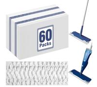 60 Pack Disposable Microfiber Cleaning Pads for Bona Mop | Heavy-Duty Replacement Pads Compatible with 15-18 inch Spray Flat Mops | Multi-Surface Hardwood Floor Cleaner Pad Refills