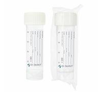 60 Pack - Dr. Deutsch 30ml Urine Sample Bottles, Individually Wrapped & 100% Sterile Specimen Pots, Leak-Proof Graduated Containers with Screw Lid & Pre-Printed Hospital-Style Label