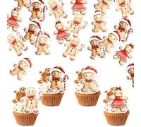 60 Pack Edible Gingerbread Gender Reveal Cake Topper Maple Leaf Cupcake Picks Water Paper New Year Xmas Cake Decorations for Christmas Boy or Girl Baby Shower Kids Birthday Party Supplies 1
