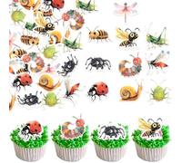 60 Pack Edible Insects Cupcake Toppers Spring Insects Cake Picks Beetle Ant Ladybug Spider Cake Decorations for Summer Indoors Outdoors Insects Theme Baby Shower Boys Girls Birthday Party Supplies