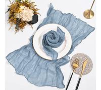 60 Pack Gauze Cheesecloth Napkins 20 x 20 Inch Wrinkled Dinner Napkins Rustic Boho Table Napkins Decorative for Weddings Parties Event Family Dinner Table Decoration (Dusty Blue)