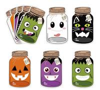 60 Pack Halloween Mason Jar Cards Halloween Candy Holder Cards Trick or Treat Classroom Prizes Exchange Gifts Card with Treat Bags for School Classroom Prize Gift Party Favors (Candy Not Included)