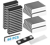 60 Pack Magnetic Name Badges, Name Badge Magnets Reusable ID Badge Magnetic Holder Magnet Tags with 3 Magnets for Office, School, Whiteboards, Fridge