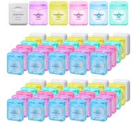 60 Pack Mint Dental Floss Bulk, 50m Waxed Travel Dental Floss for Teeth & Gum Cleaning, Mini Portable Oral Care Flossers (Multicolour)
