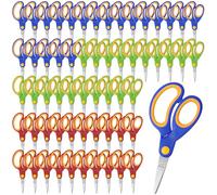 60 Pack Scissors, 5 inch School Scissors All Purpose Left Handed Scissor Bulk with Stainless Steel Blunt Tip Blades and Comfort-Grip for Classroom Office Home