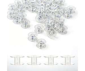 60 Pack Sewing Machine Bobbins, Clear Plastic Bobbins Compatible with Singer, Brother, Janome, Universal Plastic Bobbin for Sewings Enthusiasts Beginner, Embroidery and DIY