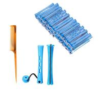 60-Pack Small 0.35-Inch Perm Rods with Comb - Durable Blue Plastic Curling Rollers for Short Hair, Salon-Grade Perm Set with Gentle Hold, Mini Curlers for Natural/Ladies' Hairstyles (60 Count)