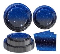 60 Pack Space Galaxy Party Supplies Starry Night Tableware Set Space Happy Birthday Plate Outer Space Plate Solar System Planet Napkins Galaxy Planet Theme Birthday Party Decorations Serves 20
