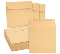 60 Pack Square Envelopes 5.5 x 5.5 Craft Invitations for Weddings, Baby Shower, Graduation Party Supplies, Small Businesses, Kraft Paper Material Envelopes, Brown