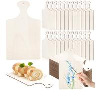 60 Pack Unfinished Wood Chopping Boards, DIY Wooden Cutting Board Bulk with Handle for Engrave, Small Blank Wood Serving Tray for Craft Home Kitchen Cooking Decor (24 x 14cm)