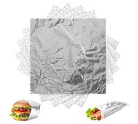 60 Packs Insulated Foil Sandwich Wrap Sheets 12"x12" Pre-Cut Aluminum Foil Wrap Sheets Sandwich Wrapper Greaseproof Waterproof Food Wrapping Paper for Sandwiches Burritos Hanburger Hot Dogs BBQ