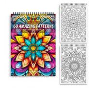 60-Page Colouring Book, Thick Paper Floral and Pattern Designs, Relaxing Mindfulness Adult Colouring Book for Stress Relief, Creative Book for Home and Travel, Unique Gift for Colouring Enthusiasts