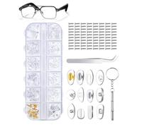 60 Pairs Eye Glasses Nose Pads,Eyeglass Repair Tool Kit,12 Styles of Soft Silicone Nose Pads for Spectacles,Screw/Clip-on Eyeglass Nose Pads with Screws Screwdriver Tweezers for Repair and Cleaning