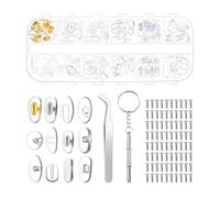 60 Pairs Eyeglass Repair Kit, 12 Styles Soft Silicone Glasses Nose Pads, with 80 Screws Tweezers Screwdriver Small for Glasses
