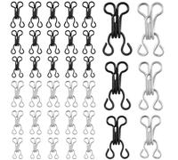60 Pairs Sewing Hooks and Eyes Fastening Closure 3 Sizes Metal Bra Snap Hook Replacement Snaps forfor Sewing Clothing Coat Trouser Closures DIY Project (Silver and Black)